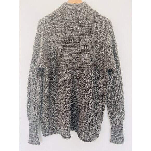 VERA WANG Gray Chunky Sweater Sz XL Cable Knit Long Sleeve Hi-Low Mixed Pattern - Picture 6 of 8